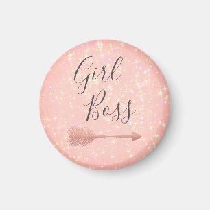 Pink Glitter Girl Boss Magneet