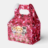 Pink Glitter GIrl's Baby shower Wilde dieren Bedankdoosjes (Voorkant Zijde)