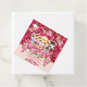 Pink Glitter GIrl's Baby shower Wilde dieren Bedankjes Labels (In situ)