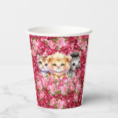 Pink Glitter GIrl's Baby shower Wilde dieren Papieren Bekers (Achterkant)