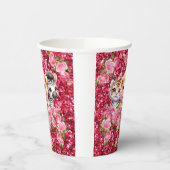 Pink Glitter GIrl's Baby shower Wilde dieren Papieren Bekers (Links)