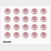 Pink Glitter Glam Happy Birthday Ronde Sticker (Vel)