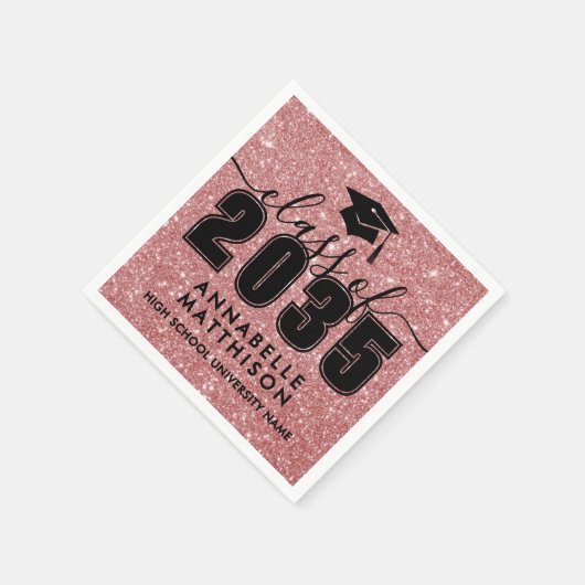 Pink Glitter Graduation Servet (Hoek)