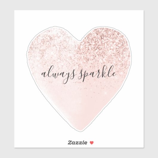 Pink Glitter Heart Sparkle Sticker (Vel)
