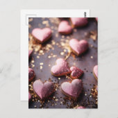 pink glitter hearts for valentine`s day briefkaart (Voorkant / Achterkant)
