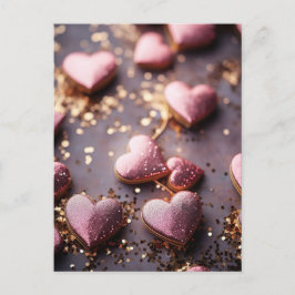 pink glitter hearts for valentine`s day briefkaart