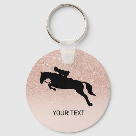 Pink Glitter Horse Jumping Dressage Equestrian Sleutelhanger