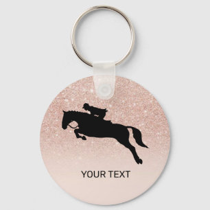 Pink Glitter Horse Jumping Dressage Equestrian Sleutelhanger