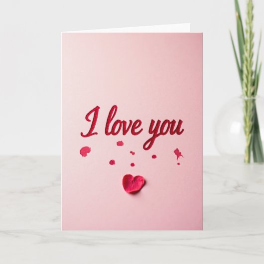 Pink Glitter I Love You Card Kaart (Voorkant)
