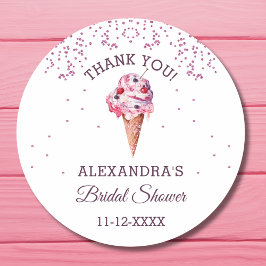 Pink Glitter Ice Cream Vrijgezellenfeest Dank u Ronde Sticker