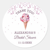 Pink Glitter Ice Cream Vrijgezellenfeest Dank u Ronde Sticker (Voorkant)