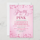 Pink Glitter  in Pink Birthday Party Kaart (Voorkant)