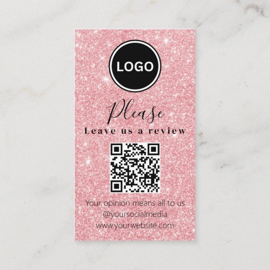 Pink Glitter Laat een review achter | QR-code Mode Visitekaartje (Achterkant)