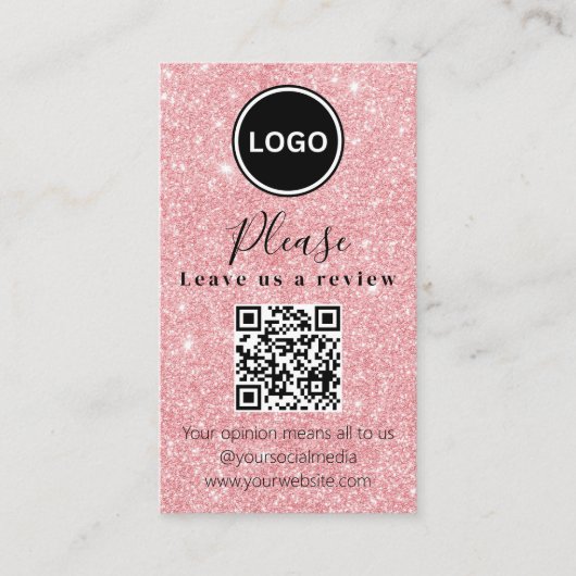 Pink Glitter Laat een review achter | QR-code Mode Visitekaartje (Voorkant)