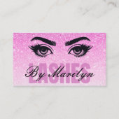 Pink Glitter Lash Technician met QR-code Visitekaartje (Voorkant)