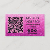 Pink Glitter Lash Technician scanbare QR-code Visitekaartje (Achterkant)