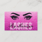 Pink Glitter Lash Technician scanbare QR-code Visitekaartje (Voorkant)