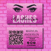 Pink Glitter Lash Technician scanbare QR-code Visitekaartje