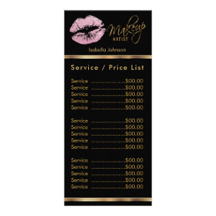 Pink Glitter Lips - Service / prijslijst Reclamekaart