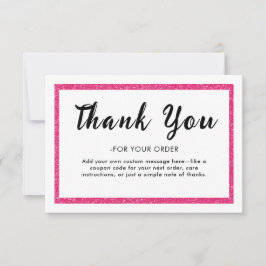 Pink Glitter Logo Thank You Note Card Bedankkaart