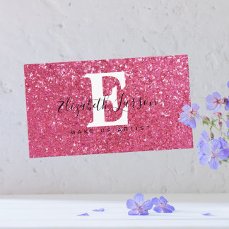 Pink Glitter Makeup Artist Hair Salon Loyalty Card Visitekaartje