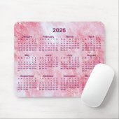 Pink Glitter Marble 2026 Calendar Muismat (Met muis)