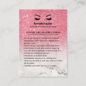 PInk Glitter Marble Aftercare Instructions Visitekaartje (Voorkant)