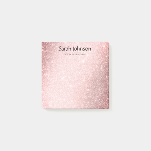 Pink Glitter Monogram Personalized Name  Post-it® Notes (Voorkant)