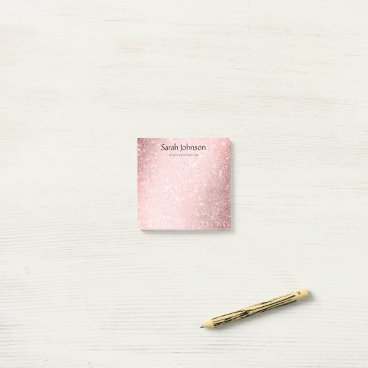 Pink Glitter Monogram Personalized Name  Post-it® Notes (Op bureau)