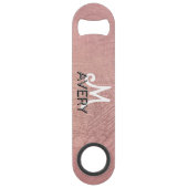 pink glitter monogram rose gold sparkle speed flessenopener (Voorkant)