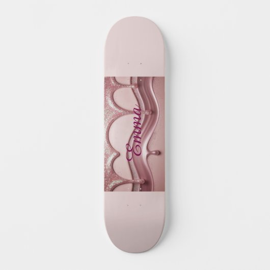 Pink Glitter Naam Emma Skateboard (Voorkant)