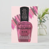 Pink Glitter Nail Polish Spa Day Vrijgezellenfeest Kaart (Staand voorkant)