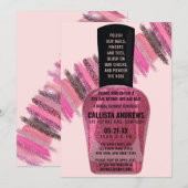 Pink Glitter Nail Polish Spa Day Vrijgezellenfeest Kaart (Voorkant / Achterkant)