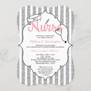 Pink Glitter Nurse afstuderen RN pinning ceremonie Kaart