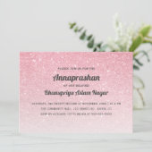 Pink Glitter Ombre Annaprashan First Rice Kaart (Staand voorkant)