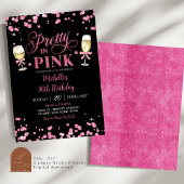 Pink Glitter  op roze verjaardagsfeestje voor volw Kaart