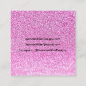 Pink Glitter Order Bedankt Vierkante Visitekaartje (Achterkant)