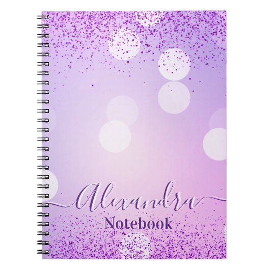 Pink Glitter Pastel Circles Custom  Notitieboek (Voorkant)