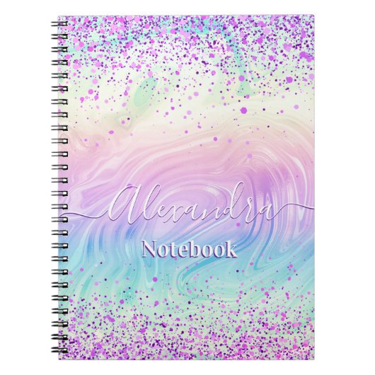 Pink Glitter Pastel Custom  Notitieboek (Voorkant)
