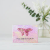 ** Pink Glitter Pastel Fantasy vergulde vlinder Visitekaartje (Staand voorkant)