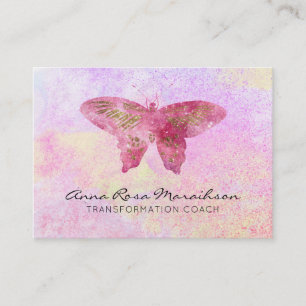 ** Pink Glitter Pastel Fantasy vergulde vlinder Visitekaartje