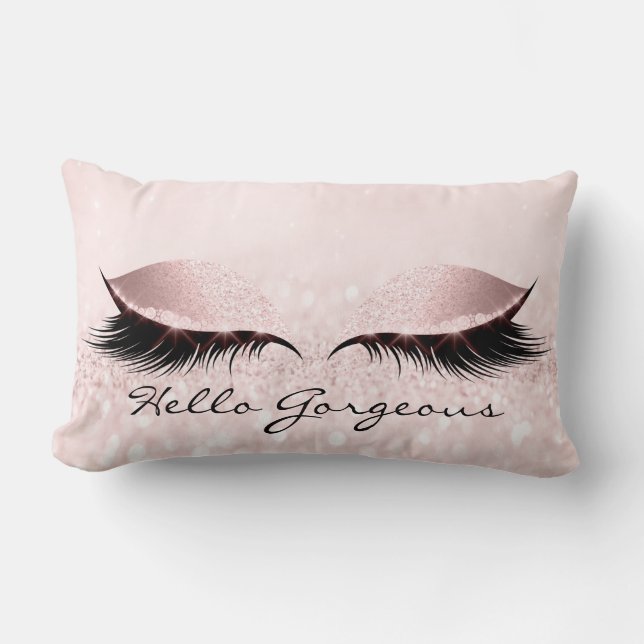 Pink Glitter Pastel Makeup Lashes Hallo Prachtige Kussen (Voorkant)
