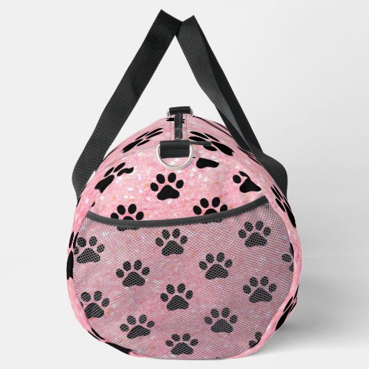 Pink Glitter Paw Print Pet Bag Plunjezak (Rechts)