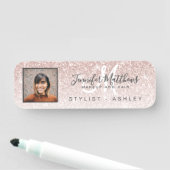 Pink Glitter Photo Business Logo Makeup Hair Salon Naamplaatje (In situ)