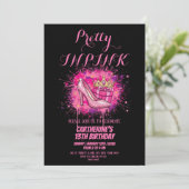 Pink Glitter Pretty in Pink Birthday Party  Kaart (Staand voorkant)