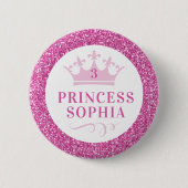 Pink Glitter Princess Personalized Birthday Ronde Button 5,7 Cm (Voorkant)