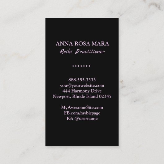 ** Pink Glitter Reiki Master Practitioner Symbool Visitekaartje (Achterkant)