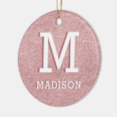 Pink Glitter Rosegold partijvoorkeur Keramisch Ornament (Links)