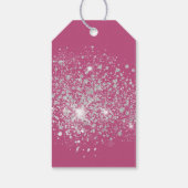Pink Glitter Silver Confetti Christmas Cadeaulabel (Achterkant)