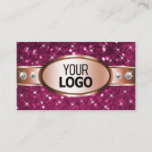 Pink Glitter Sparkle Stars Diamonds Logo Gold Visitekaartje (Voorkant)